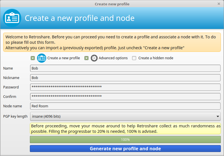 Enter Profile Values