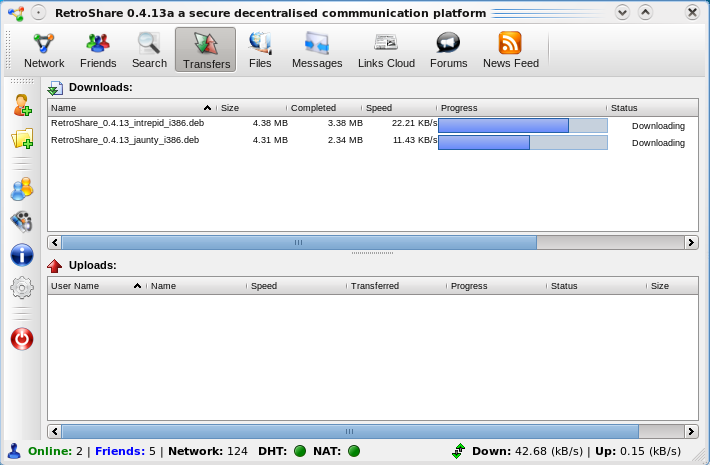 Retroshare v0.4.13 transfer