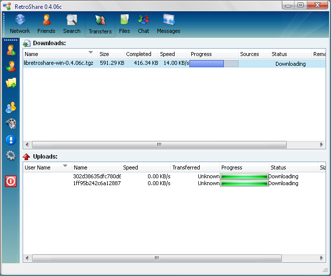Retroshare v0.4 Main Window