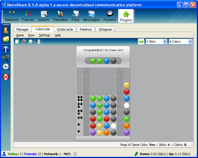 Retroshare v0.5 plugin color code