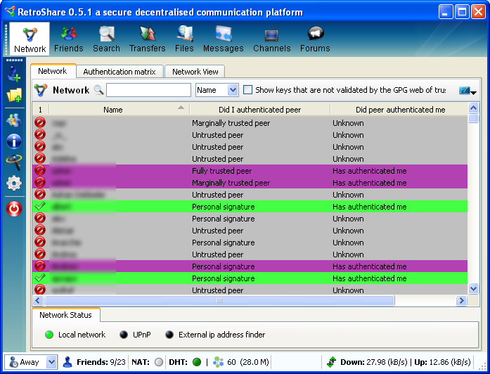 Retroshare v0.5.1 network