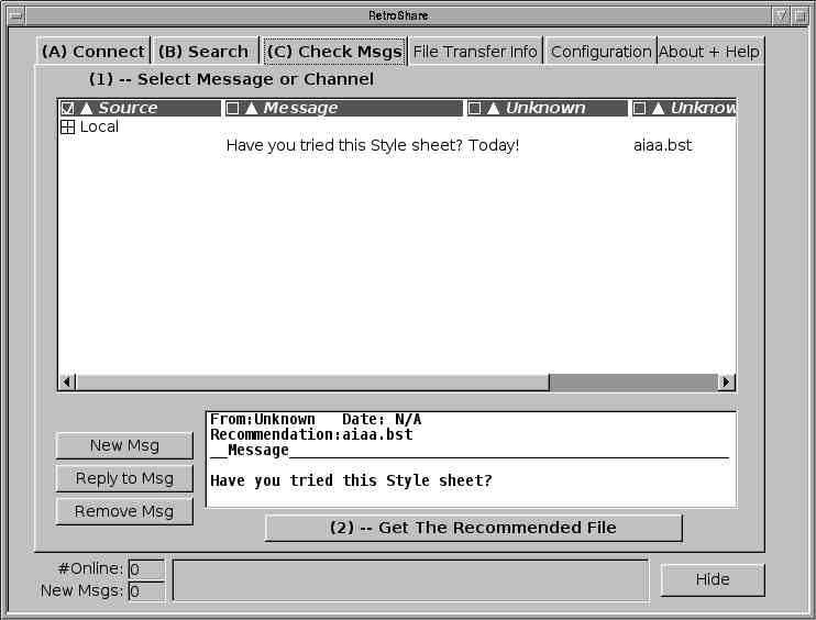 Retroshare v2.0 History Image Message Window