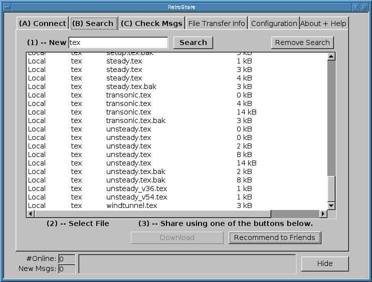 Retroshare v2.0 History Image Search Window