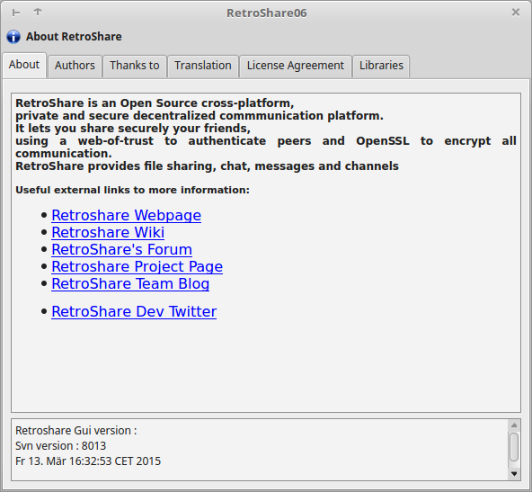 about retroshare interface