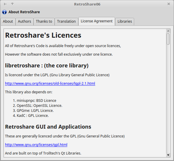 License Agreement interface
