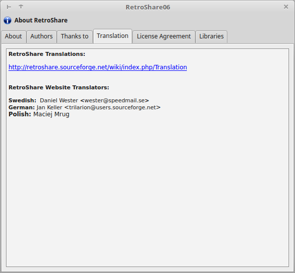 translation retroshare interface