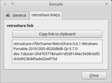 context menu details links